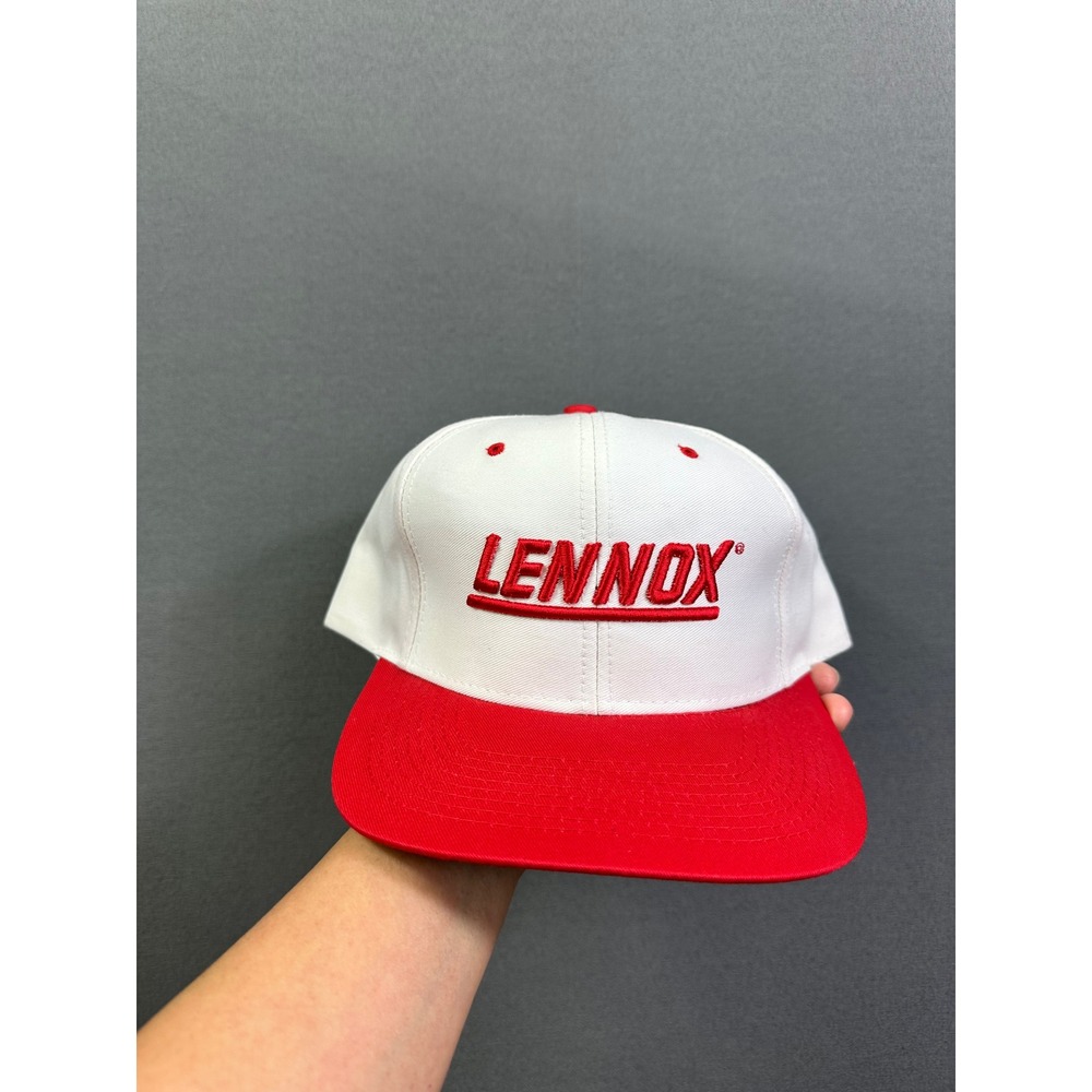 Vintage Lennox Snapback Hat‎ White Red Embroidered Logo HVAC Promo Cap Men's